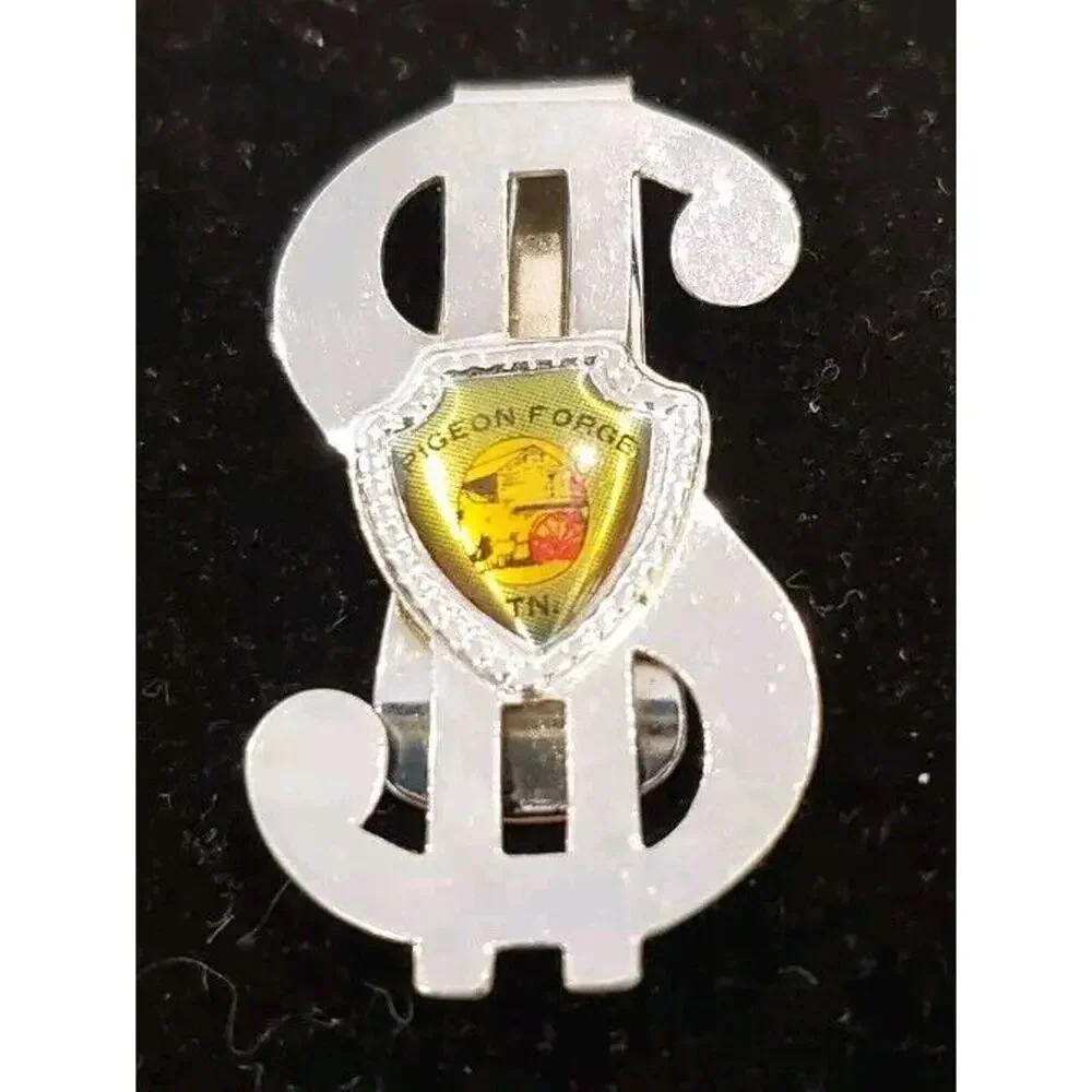 Silver Tone Pidgeon Forge Tennessee Souvinir Money Clip